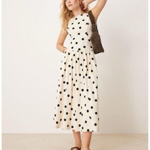Abercrombie & Fitch High Neck Drop Waist Dress in Polkadot